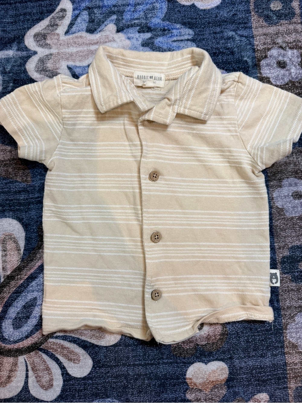 Rabbit & Bear Cream Striped Button-Down Shirt for Kids